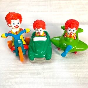 Ronald McDonald Happy Meal Toys Transportation Lot of 3